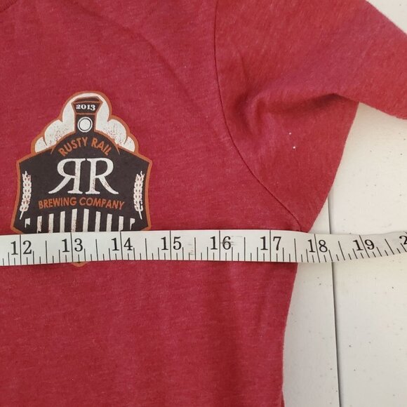 Rusty Rail Brewing‎ Company M Red Short Sleeve T shirt Single Jack Lager graphic - Picture 4 of 6
